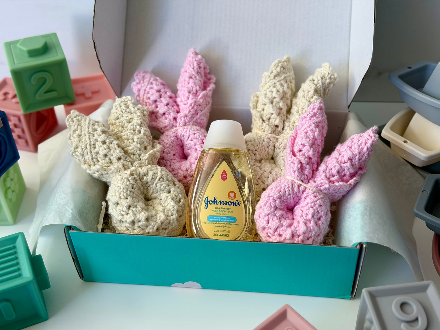 100% Cotton Hand-Crocheted Rustic Baby Washcloth Gift Set