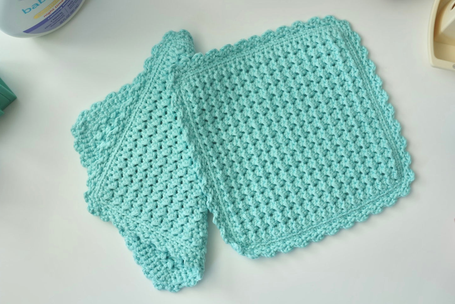 100% Cotton Hand-Crocheted Rustic Baby Washcloth Gift Set