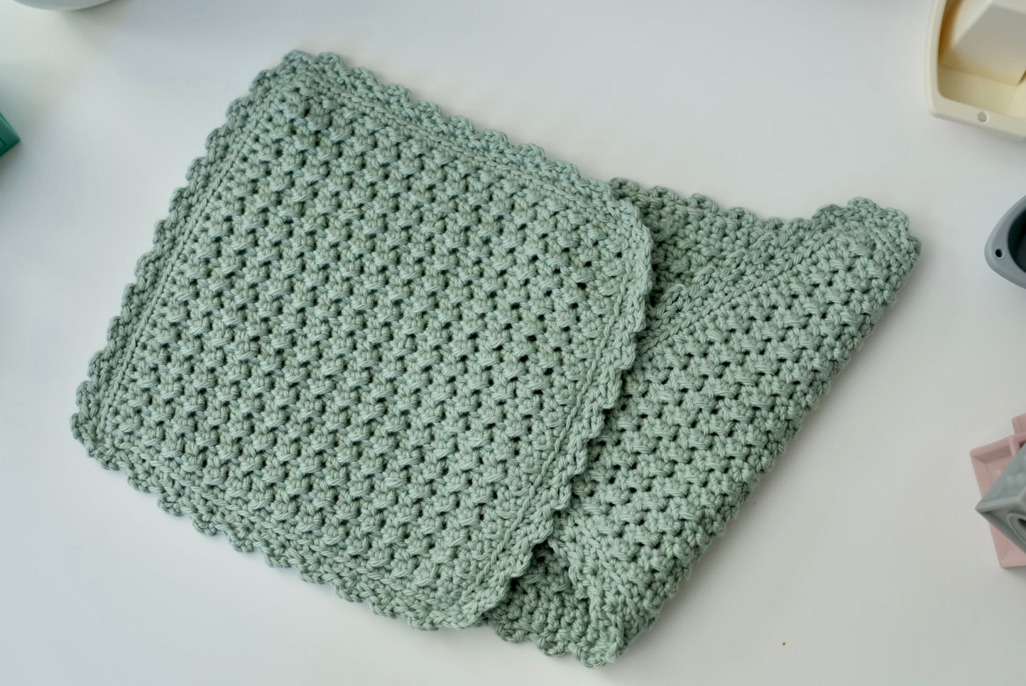 100% Cotton Hand-Crocheted Rustic Baby Washcloth Gift Set