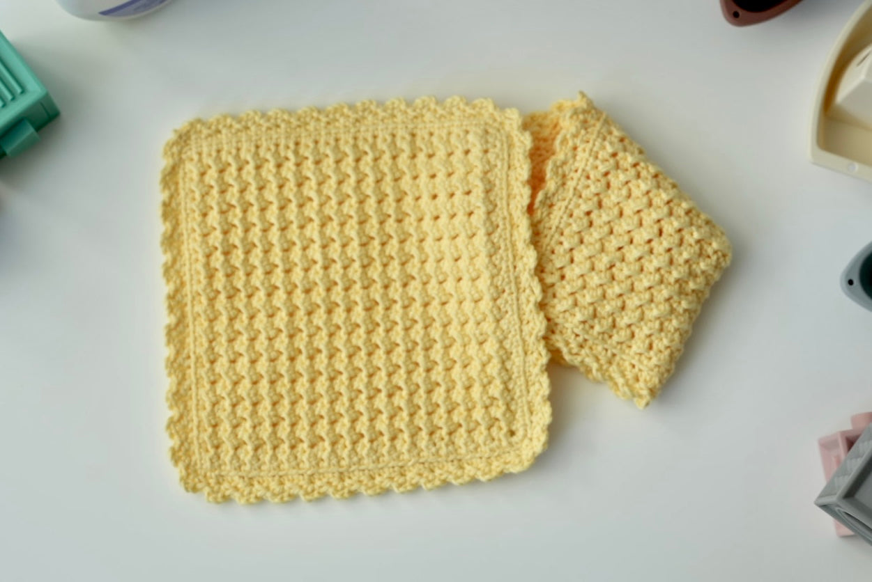 100% Cotton Hand-Crocheted Rustic Baby Washcloth Gift Set