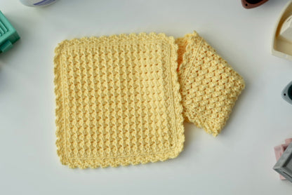 100% Cotton Hand-Crocheted Rustic Baby Washcloth Gift Set
