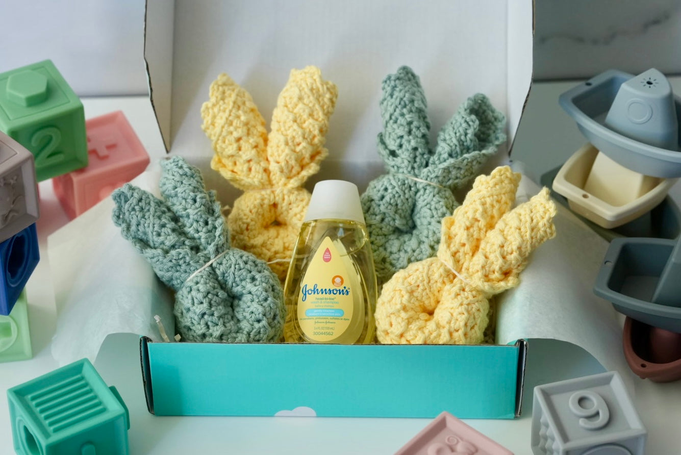 100% Cotton Hand-Crocheted Rustic Baby Washcloth Gift Set