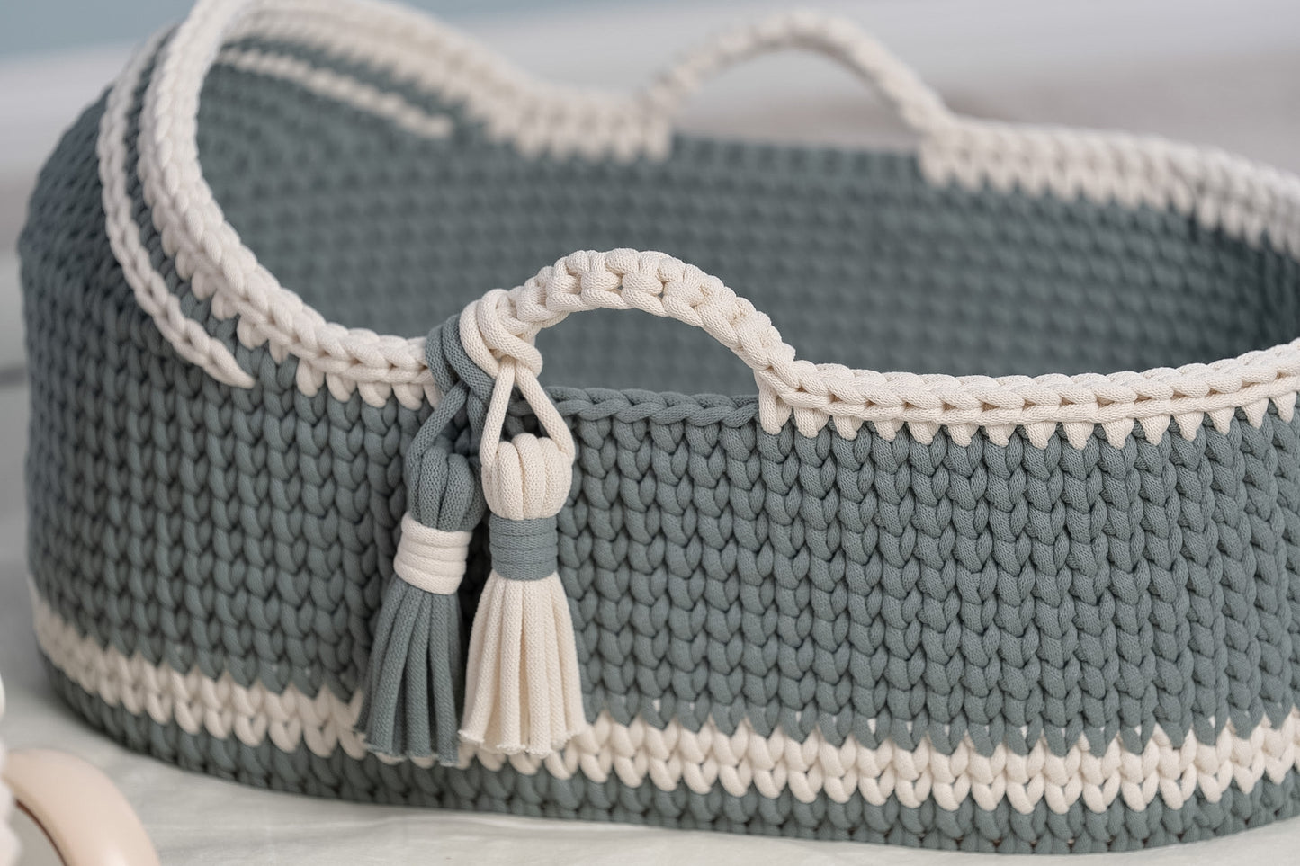 Custom Baby Moses Basket in Our Signature Stitch