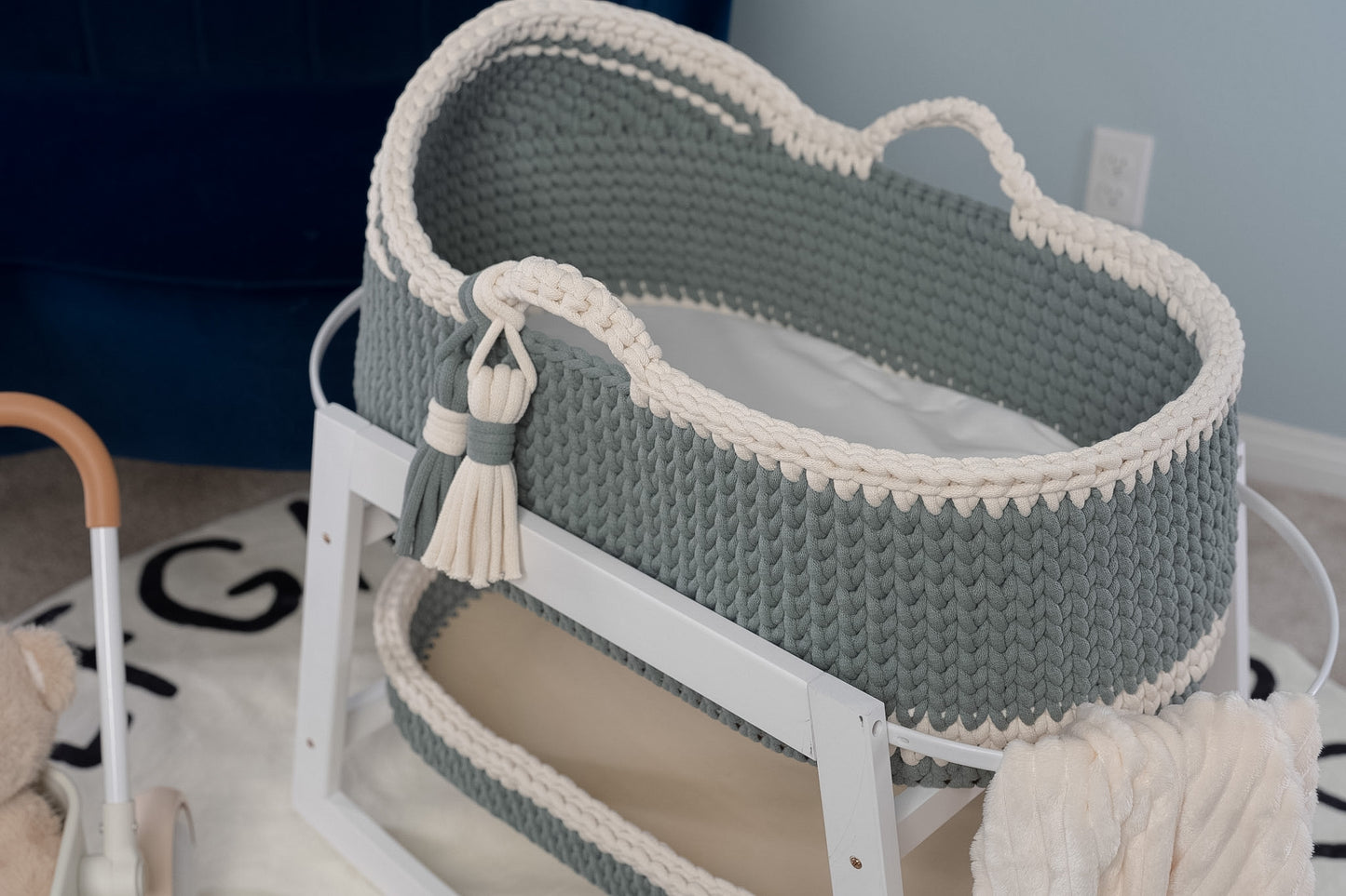 Custom Baby Moses Basket in Our Signature Stitch
