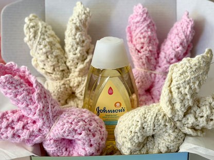 100% Cotton Hand-Crocheted Rustic Baby Washcloth Gift Set