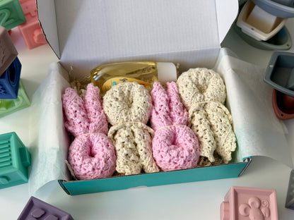 100% Cotton Hand-Crocheted Rustic Baby Washcloth Gift Set