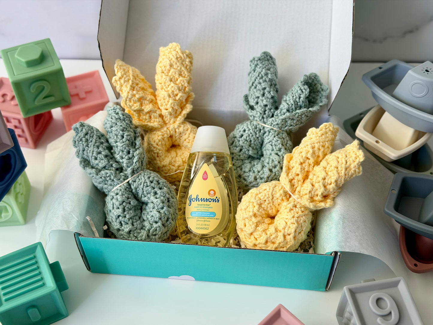 100% Cotton Hand-Crocheted Rustic Baby Washcloth Gift Set