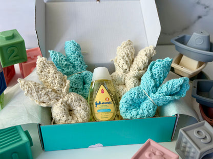 100% Cotton Hand-Crocheted Rustic Baby Washcloth Gift Set