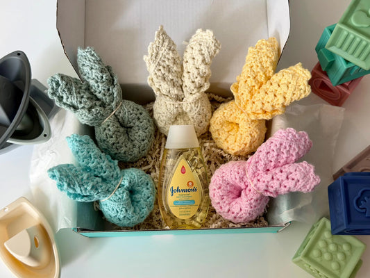 100% Cotton Hand-Crocheted Rustic Baby Washcloth Gift Set